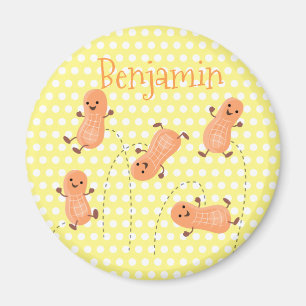 Aimant Cute peanuts jumping yellow cartoon illustration