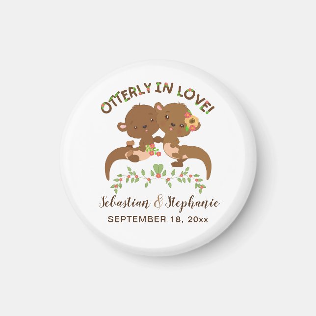 Aimant Cute personnalisée Otterly en amour (Devant)