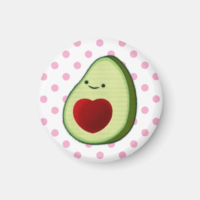 Aimant Cute Pois rose Avocado (Devant)