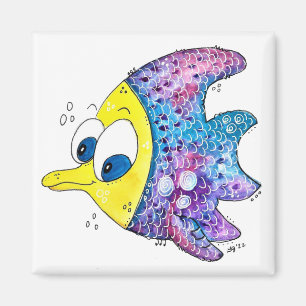 Aimant Cute poisson blanc coloré