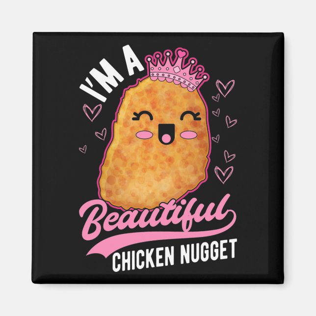 Aimant Cute poulet nugget fille en pied Queen (Devant)