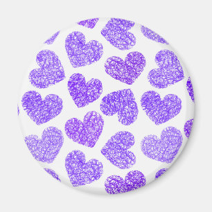 Aimant Cute Purple Doodled Heart Valentine's Day Motif