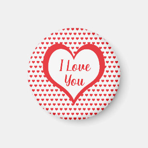 Aimant Cute Red Hearts with Red & White Hearts Monogram