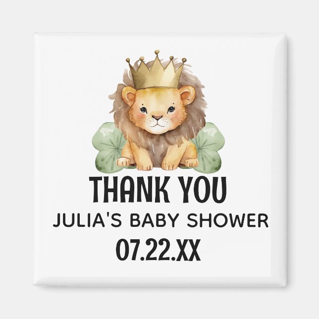 Aimant Cute Safari King Lion Baby shower Merci (Devant)