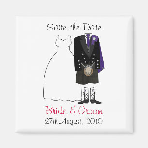 Aimant Cute Scottish Bride & Groom Enregistrer l'aimant D