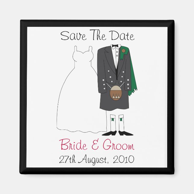 Aimant Cute Scottish Bride & Groom Enregistrer l'aimant D (Devant)
