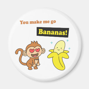 Aimant Cute Singe Go Bananes Corny Pun