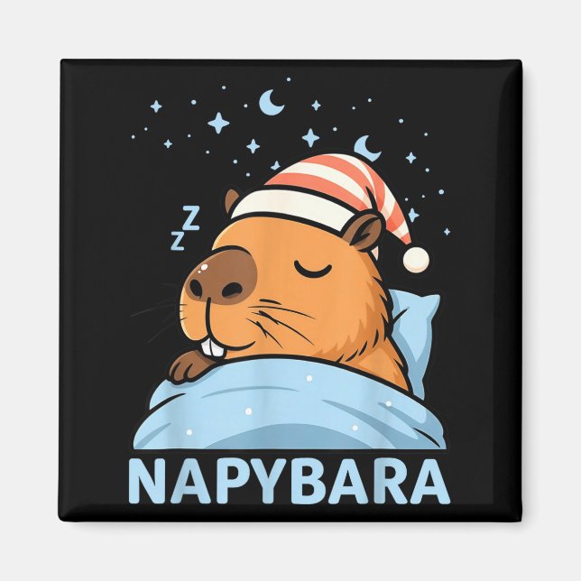 Aimant Cute Sleepy Capybara Funny Napybara Pajamas  (Devant)