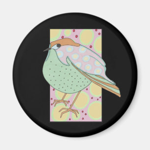 Aimant Cute Stylé Pastel Songbird encadré