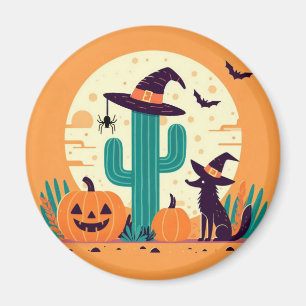 Aimant Cute, sud-ouest du désert d'Halloween/cactus