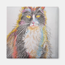 Cute Tuxedo Chat Dessin d'art Chats