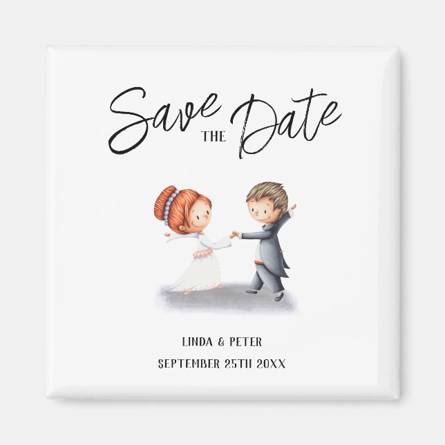 Aimant Cute Unique Couple Dancing Romantique Mariage (Devant)