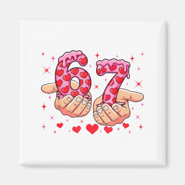 Aimant Cute Valentines Day 67 Hearts Funny Six Seven Meme (Devant)