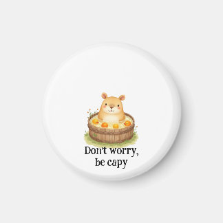 Aimant Cute Watercolor Capybara in Hot Tub with Oranges &