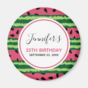 Aimant Cute Watermelon Motif rose et vert Anniversaire