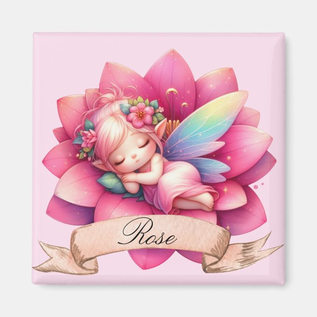 Aimant Cute Whimsical Floral Doux Rêves Dormir Fée (Devant)