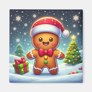 Aimant Cute Whimsical Noël/homme en pain d'épices d'hiver
