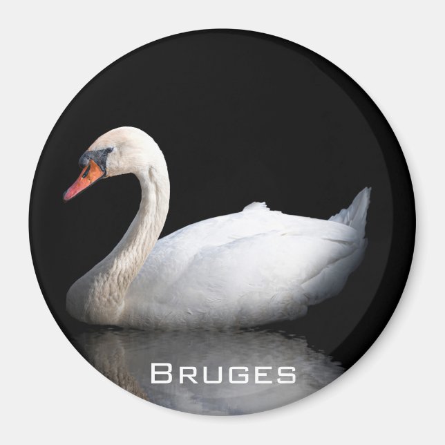 Aimant Cygne blanc sur noir (Devant)