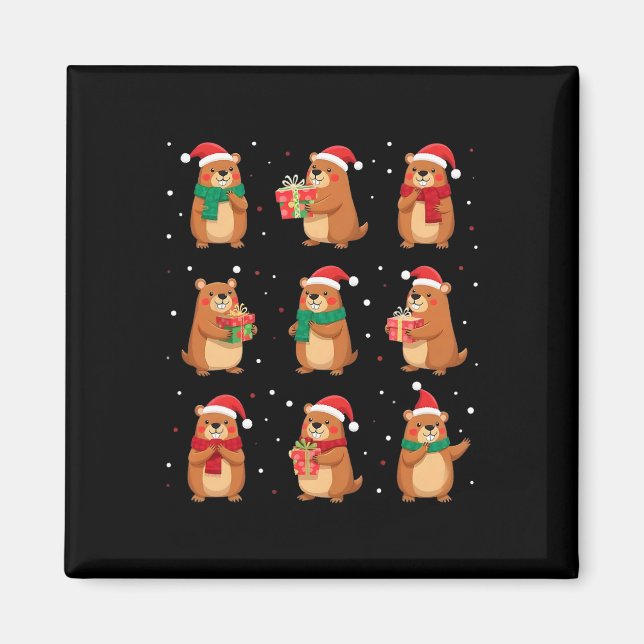 Aimant Cypybaras Noël Santa Hat drôle Cypybara Lover (Devant)