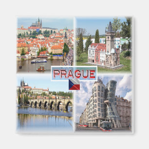Aimant CZ Prague - Hôtel de ville du château - Pont Cha
