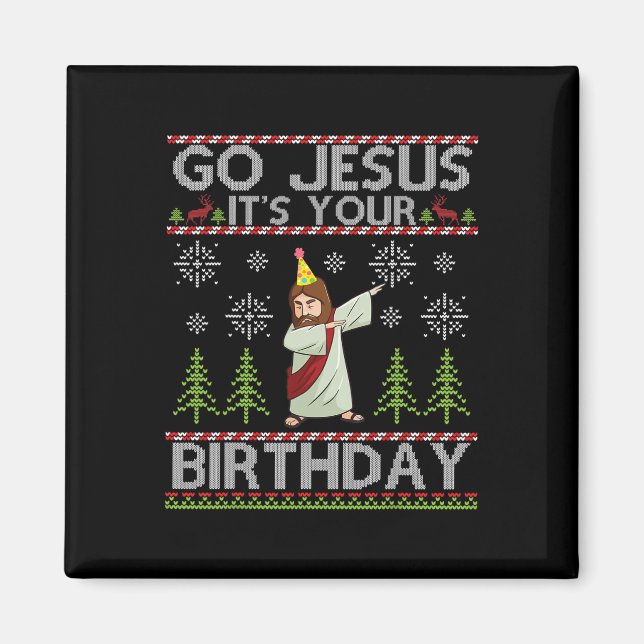 Aimant Dabbing Go Jesus C'est ton anniversaire Joyeux Noë (Devant)