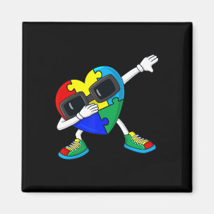 Aimant Dabbing Heart Puzzle Pièces Autisme Dab Garçons Fi