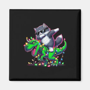 Aimant Dabbing Sibérien Chat Sur Les Lumières De Noël Din