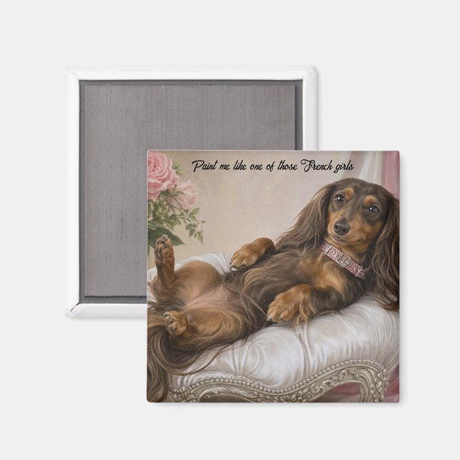 Aimant Dachshund à poils longs  (Recto/Verso)