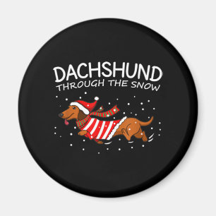 Aimant Dachshund à travers la neige drôle chien Noël