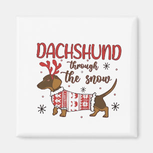 Aimant Dachshund à travers Noël amoureux de chiens de Noë