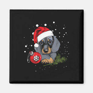 Aimant Dachshund Chien sapin de Noël Lumière Père Noël No
