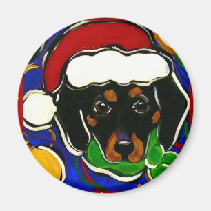 Aimant Dachshund noir et feu