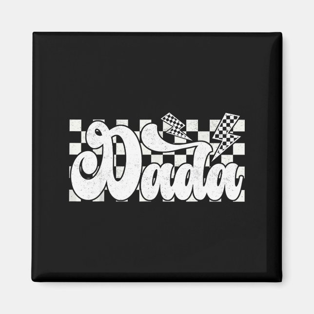 Aimant Dada Lightning Checkered Father's Day Dad Grandpa  (Devant)