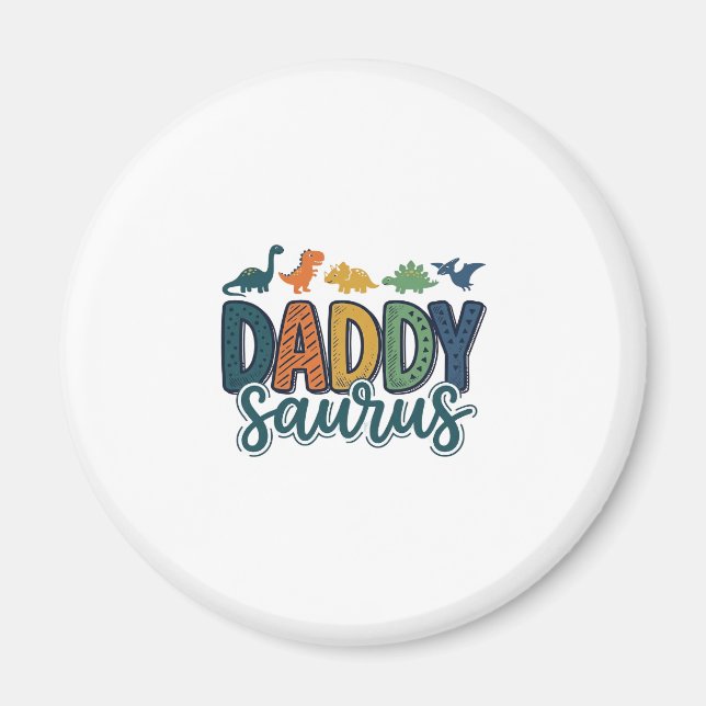 Aimant Daddy Saurus Conception de vecteur de papa dinosau (Devant)