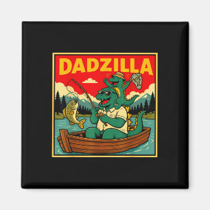 Aimant Dadzilla pêche dinosaure père et fils rétro
