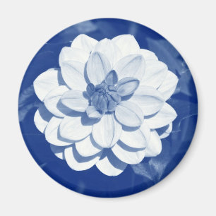Aimant Dahlia - Cyanotype numérique