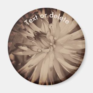 Aimant Dahlia Fleur Sépia Vintage Personnalisé