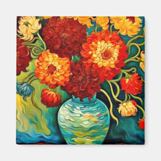 Aimant Dahlias mixtes dans vase