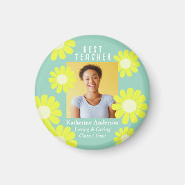 Aimant Daisy Best Teacher Photo Light Turquoise