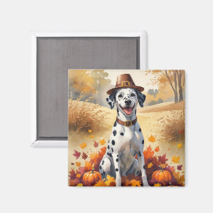 Aimant Dalmatie En Automne Laisse L'Art Thanksgiving