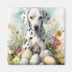Aimant Dalmatien avec œufs de Pâques