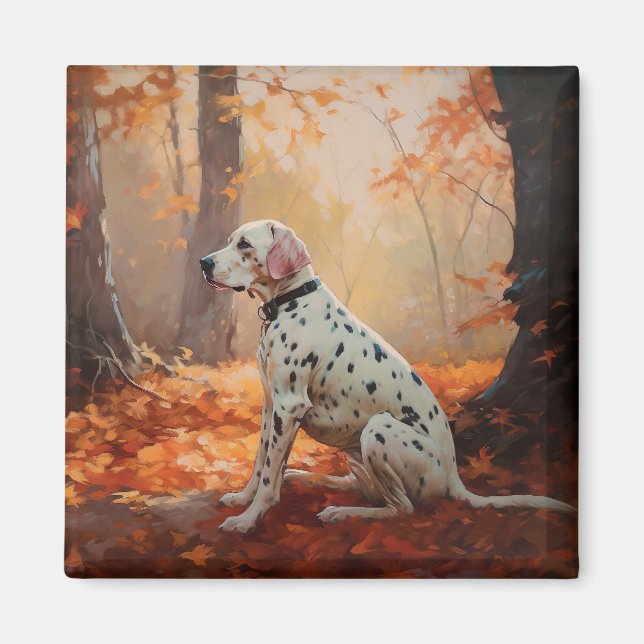 Aimant Dalmatien en automne Feuilles automne Inspirer (Devant)