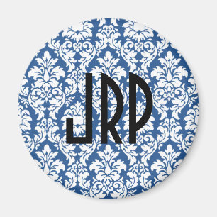 Aimant Damas bleu monogramme