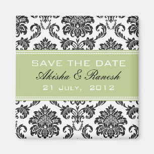 Aimant Damas Enregistrer le Mariage de date Faire-part