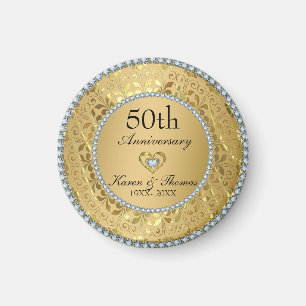 Aimant Damas Et Diamants D'Or - Anniversaire
