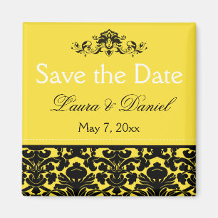 Aimant Damas jaune et noir Enregistrer l'aimant Date