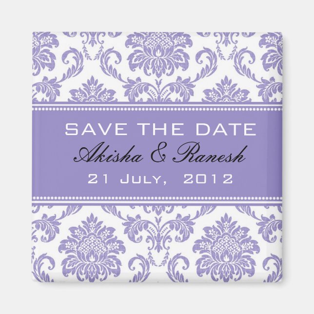 Aimant Damask Enregistrer le Faire-part Mariage date (Devant)