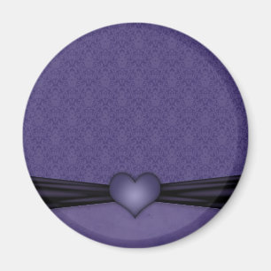 Aimant Damassé Violet Foncé avec Cœur