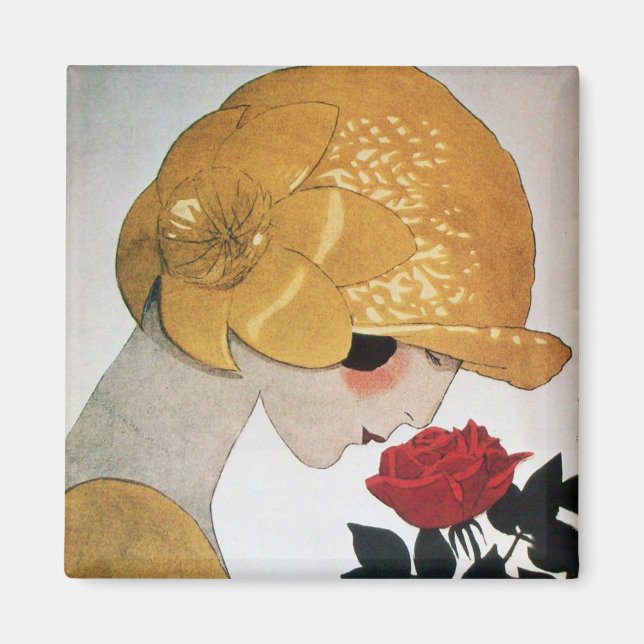 AIMANT DAME À LA ROSE ROUGE (Devant)