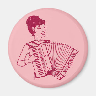 Aimant Dame à l'accordéon rétro